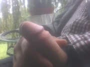 fooling around, jacking off outside...