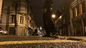 A little bit of dick play in the night in a public place