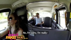 FemaleFakeTaxi Sexy Cabbie in stunning red dress fucks her passenger