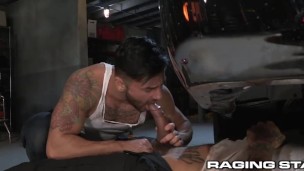 RagingStallion Mechanic Works On HUGE Shaft