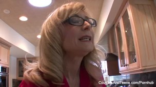 Busty MILF Nina gives her stepdaughter a going away present