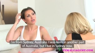 FemaleAgent Busty babe licked and finger fucked by sexy blonde lesbian