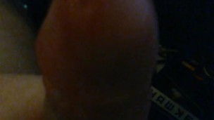 Teen with big highs strokes his fat cock