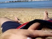 Solo male cumming on the beach 16/16