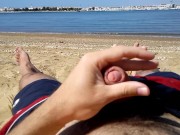 Solo male cumming on the beach 9/16