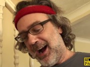 Ginger brit sub slut dominated in stockings 4/16