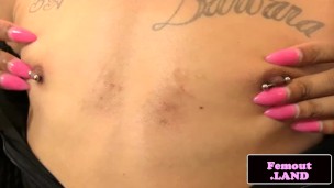 Ebony femboy amateur jerking her cock