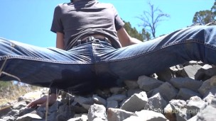 Public pissing jeans at a mine