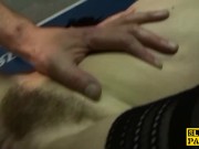 Brit sub slut squirting after getting spanked 9/16