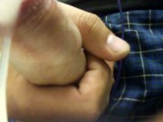 Jerking off in the bathroom while my roommate is waiting to use it.