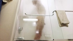 GAY muscle jock twink rubbing thick cock in shower