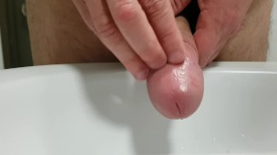 Washing my sensitive head before making myself cum