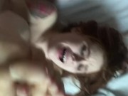 POV redhead girl gets her throat pounded after taking in her tight ass 6/16