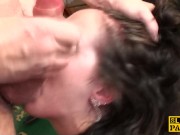 Spanked uk sub fed a mouthful of doms cum