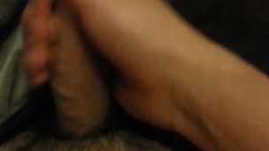 Playing with big brown cock