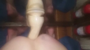 Mirror dildo fuck!