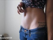 Cute black girl being teasy with her belly