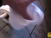 Pissing submissive squatting in the bath 13/16