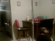 Stripper dancing for you in her kitchen sexy tattooed Brunette