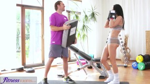 FitnessRooms Anal creampie session for busty Milf