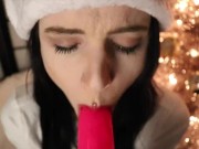 Jasper Festively Gags on Dildo and Plays with It