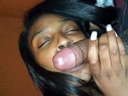 Gf gives sloppy deepthroat and swallows