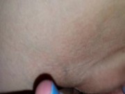 Wife In Stockings with Blue Toes - Masturbating with Vibrator