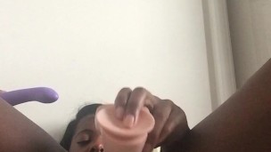 Slim chick squirts from her pretty pussy