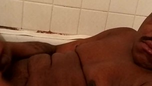 Black bear in the tub with cum