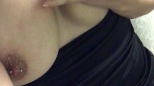 Big lactating tits and pierced nipples squirting milk