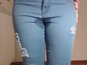 Pee in tight jeans