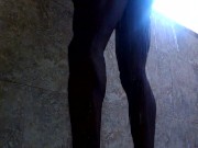 Showering stretches.