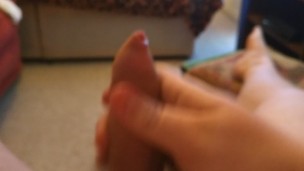 Chubby uncut cock cumshot!
