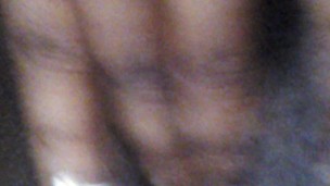 Wet ebony pussy rubbing while watching porn