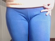 Pee / wetting in blu yoga pants 3/16