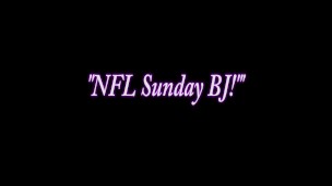 Busty Teen Kimber Blows her BF while he watches Football!