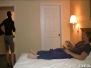 Angry milf jerks off a young dude