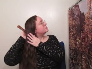Hair Journal Combing Long Curly Strawberry Blonde Hair - Week One (ASMR) 13/16