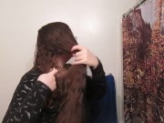 Hair Journal Combing Long Curly Strawberry Blonde Hair - Week One (ASMR) 3/16