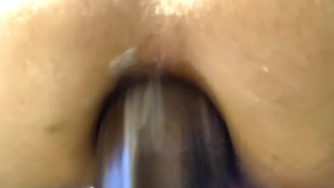 ,MUST WATCH !!!!Huge anal orgasm dripping from dildo fuck machine