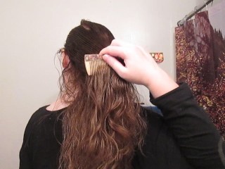 Hair Journal: Combing Long Curly Strawberry Blonde Hair – Week 2 (ASMR)