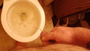 Pissing in a dirty toilet.