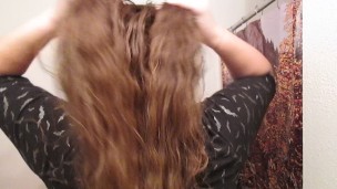 Taking Out a Lazy Bun with Long Curly Hair