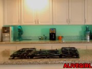 Coed-Cassidy with sexy glasses masturbating in kitchen -ALIVEGIRL 4/16