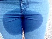 Pee in jeans outdoor 4/16