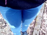 Pee in jeans outdoor 8/16