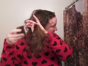 Hair Journal: Combing Long Curly Strawberry Blonde Hair - Week 15 (ASMR) 4/16