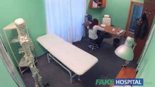 Fake Hospital Doctor squeezes a dildo and cock into Patients wet pussy