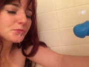 Ariel Blue's Sloppy Shower Dildo Blowjob 15/16