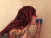 Ariel Blue's Sloppy Shower Dildo Blowjob 4/16